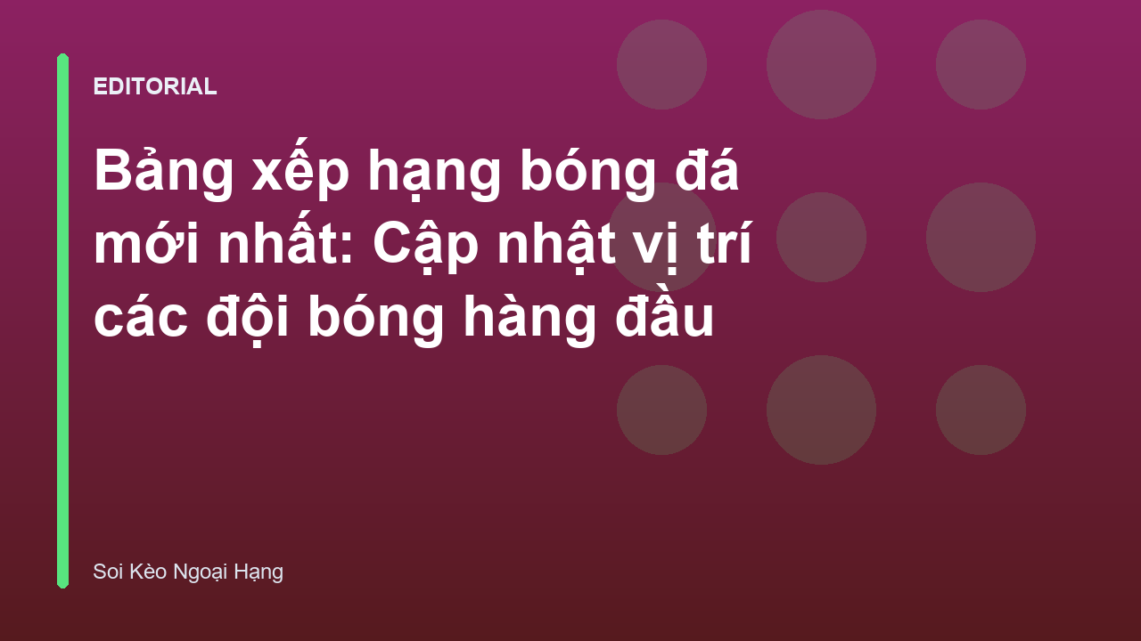 Bảng xếp hạng bóng đá mới nhất các giải đấu hàng đầu